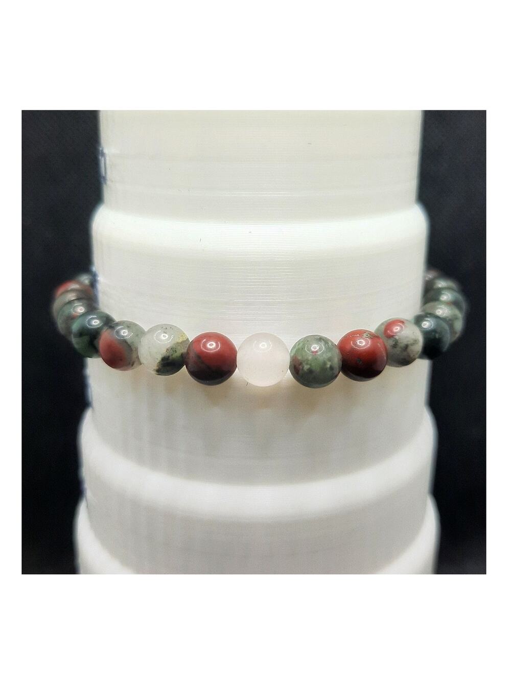 Artisan African Bloodstone Bracelet 6mm Beaded Natural Gemstone Stretch Unisex